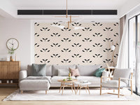 Minimalist Black Leaf Motif Wallpaper⁠