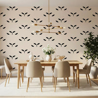 Minimalist Black Leaf Motif Wallpaper⁠