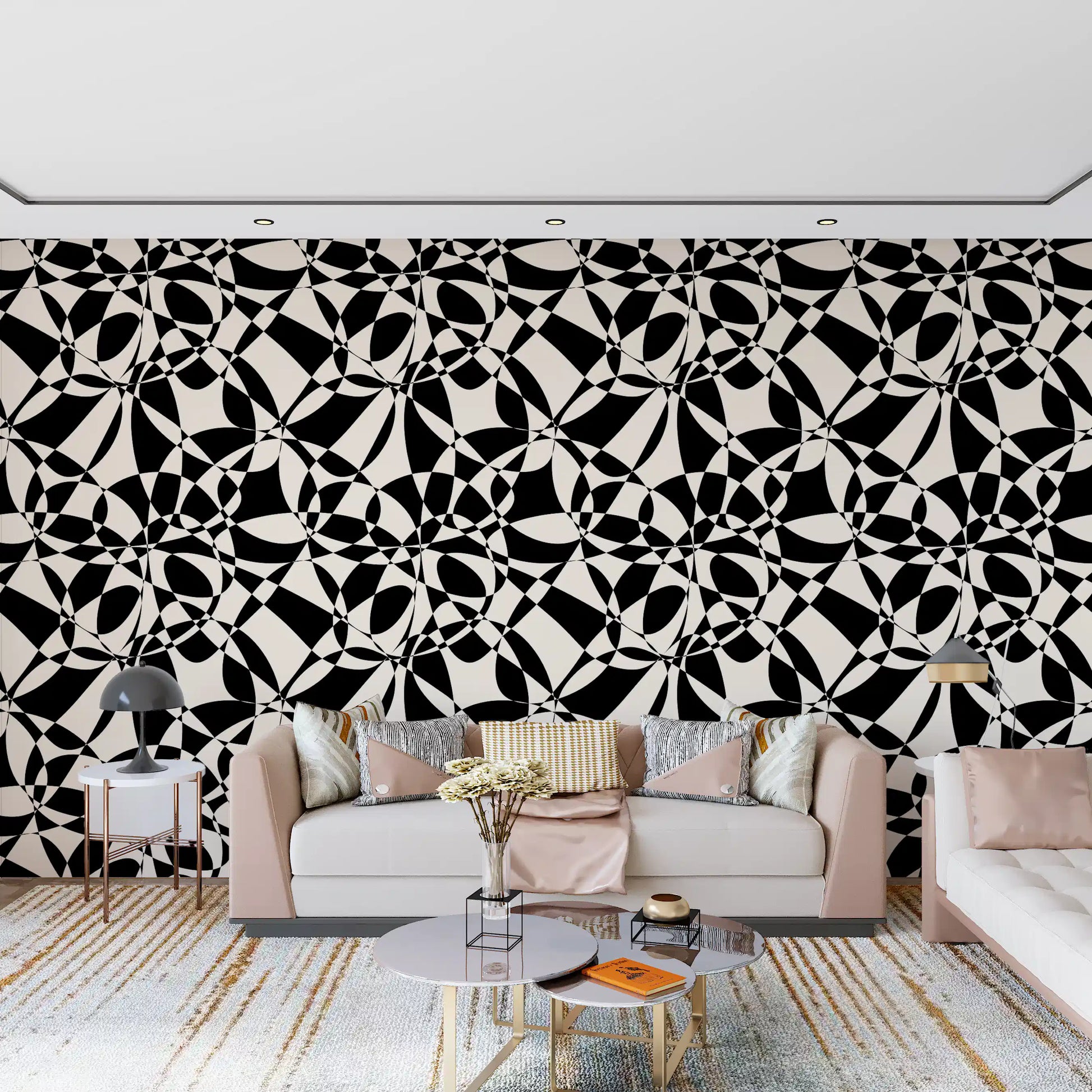 Abstract Geometric Monochrome Flow Wallpaper⁠
