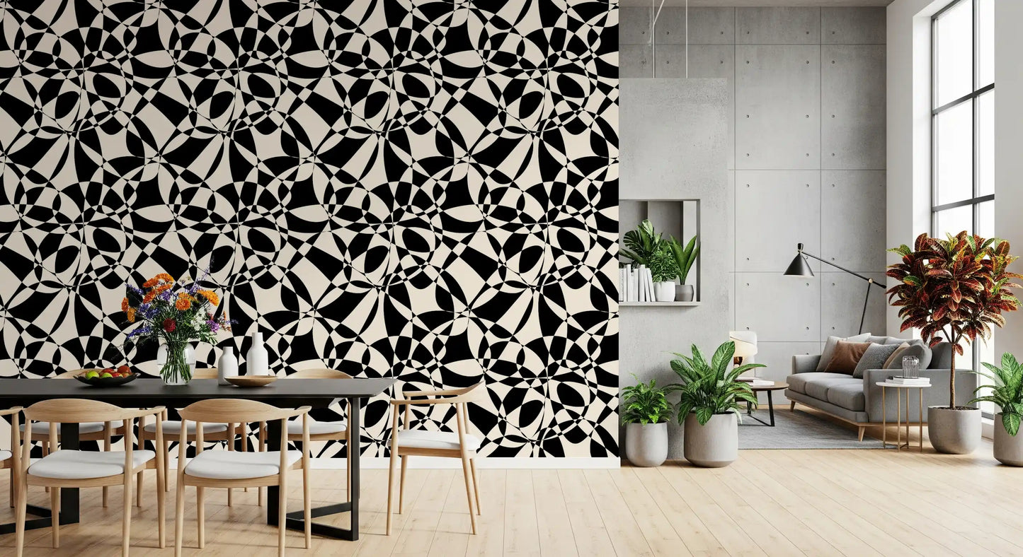 Abstract Geometric Monochrome Flow Wallpaper⁠
