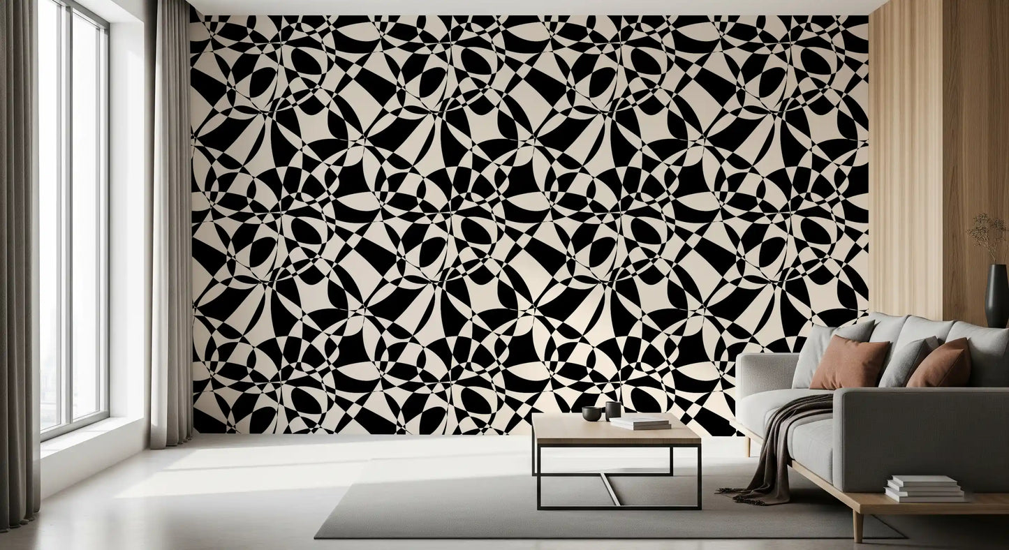 Abstract Geometric Monochrome Flow Wallpaper⁠