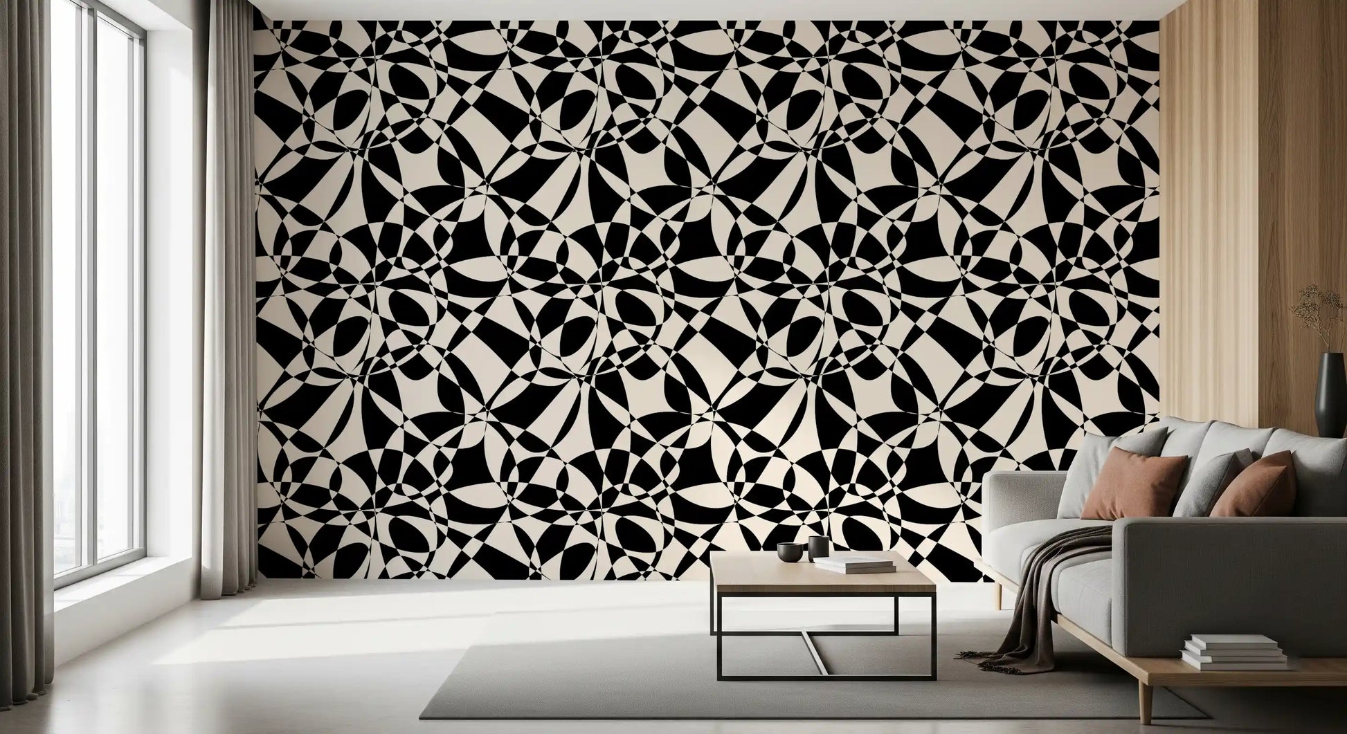 Abstract Geometric Monochrome Flow Wallpaper⁠