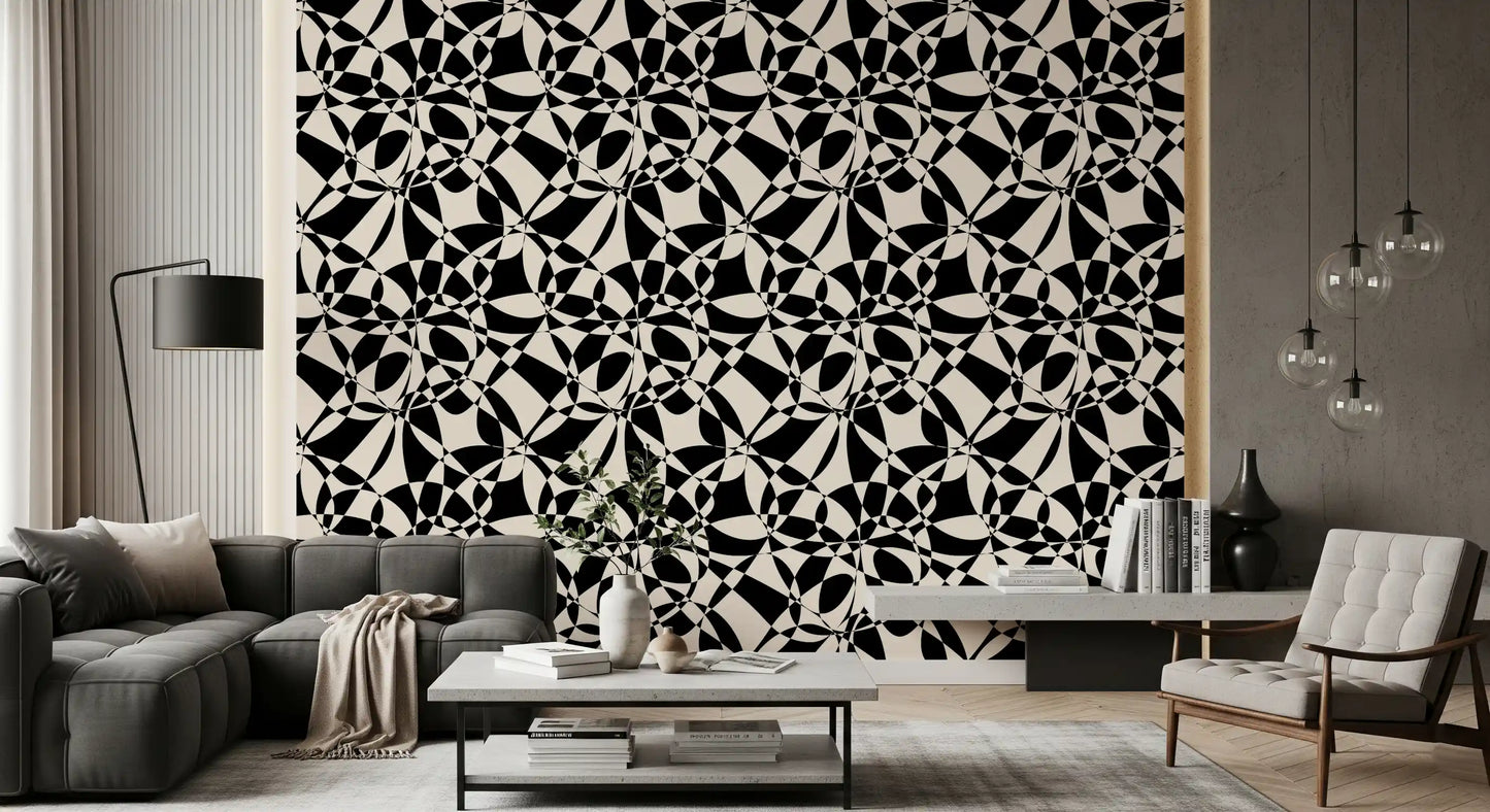 Abstract Geometric Monochrome Flow Wallpaper⁠