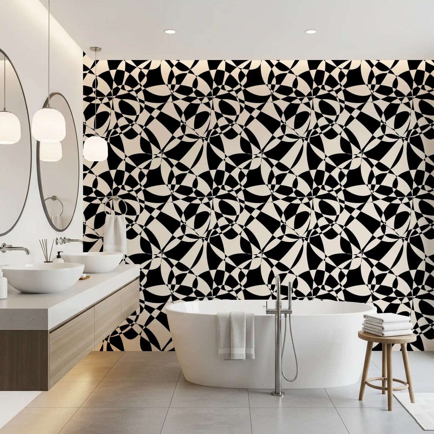 Abstract Geometric Monochrome Flow Wallpaper⁠