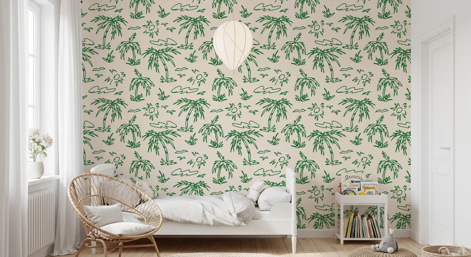 Coastal Breeze Tropical Lineart Wallpaper⁠