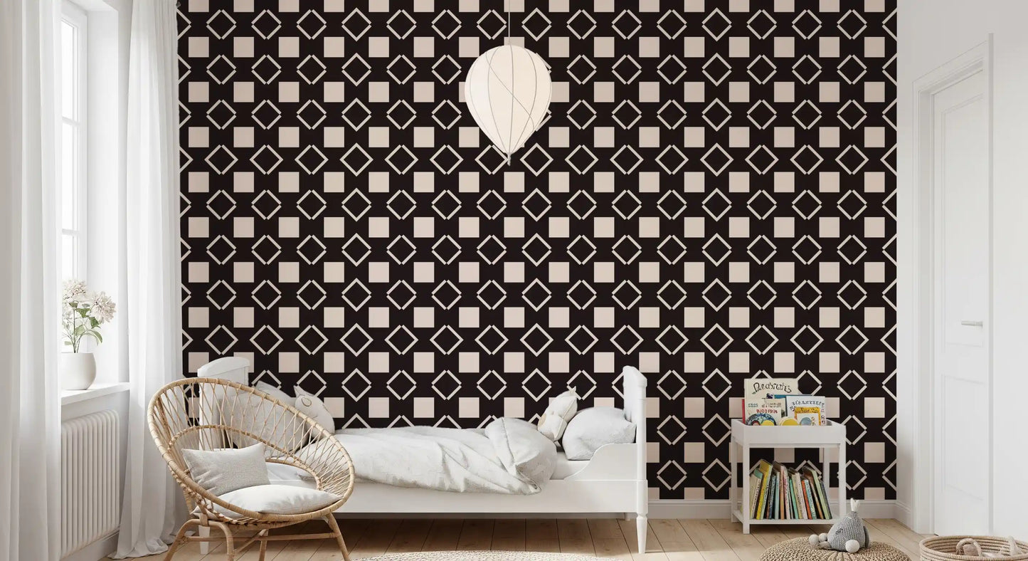 Minimalist Monochrome Geometric Grid Wallpaper⁠