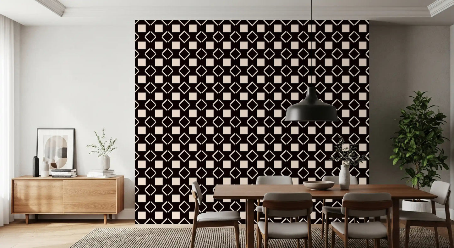 Minimalist Monochrome Geometric Grid Wallpaper⁠