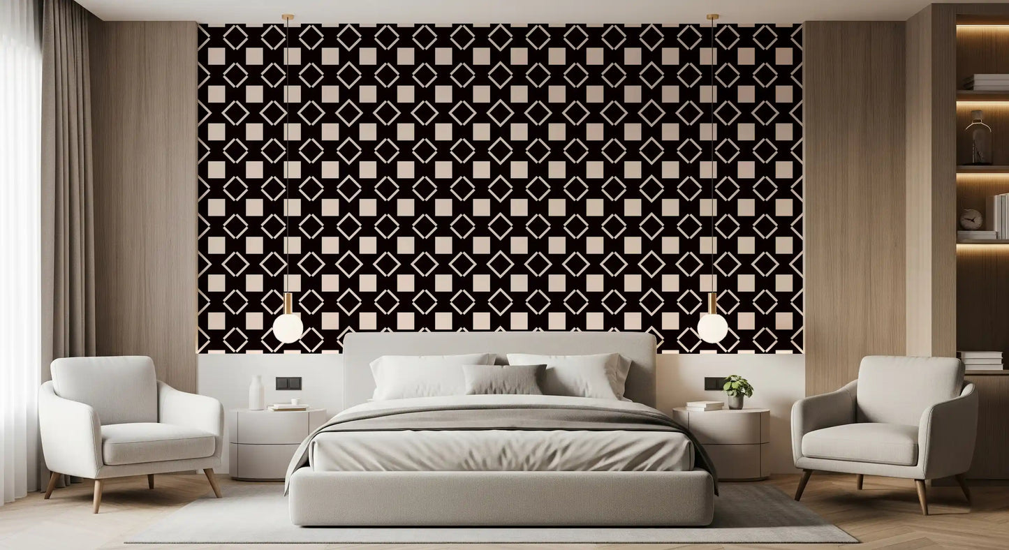 Minimalist Monochrome Geometric Grid Wallpaper⁠