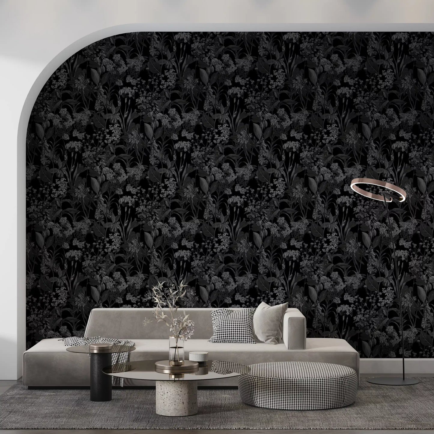 Enchanted Monochrome Garden Wallpaper⁠