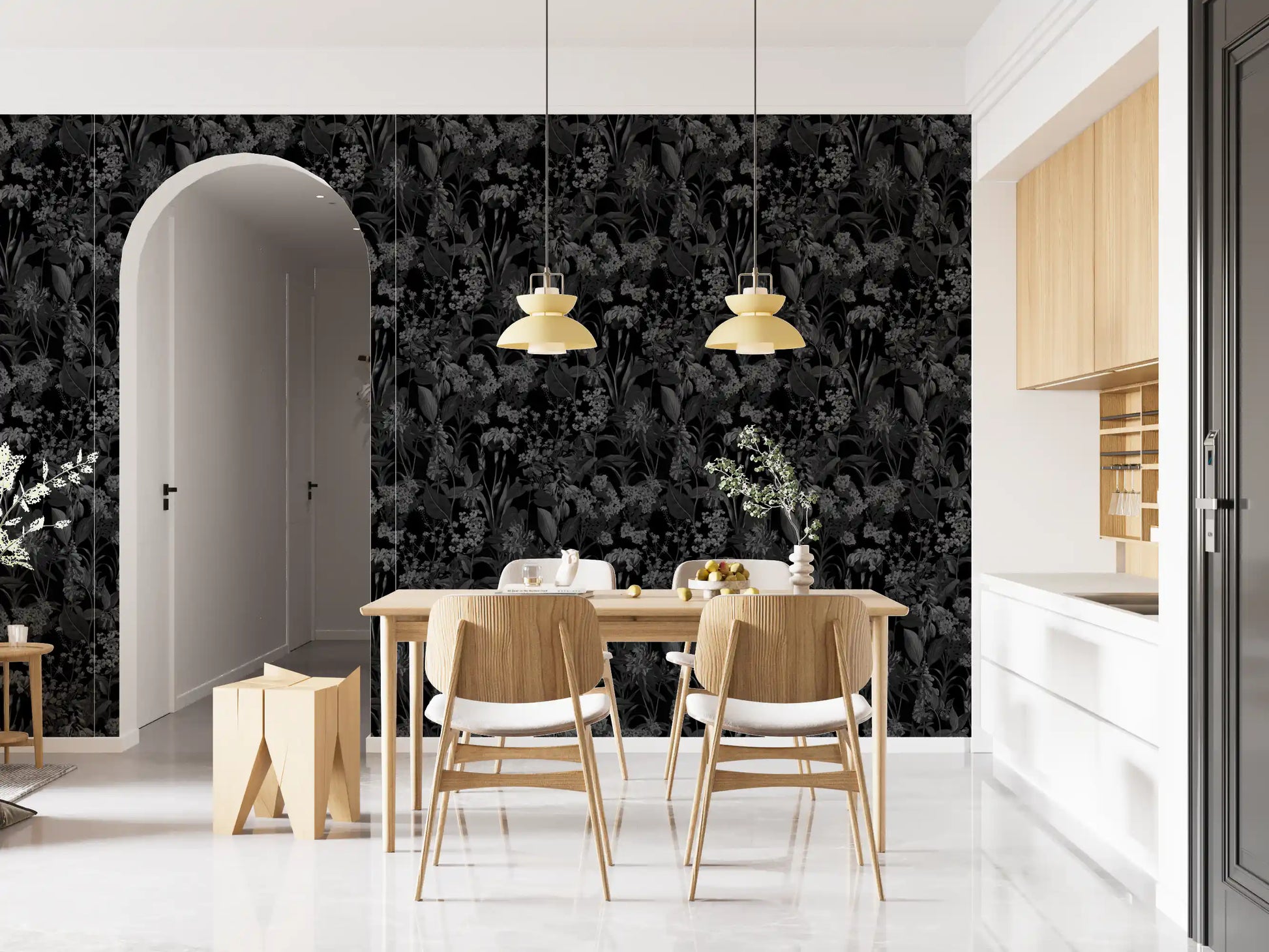 Enchanted Monochrome Garden Wallpaper⁠