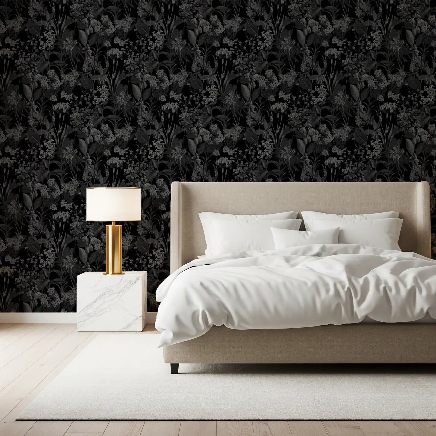 Enchanted Monochrome Garden Wallpaper⁠