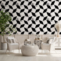 Abstract Painted Grid Monochrome Wallpaper⁠