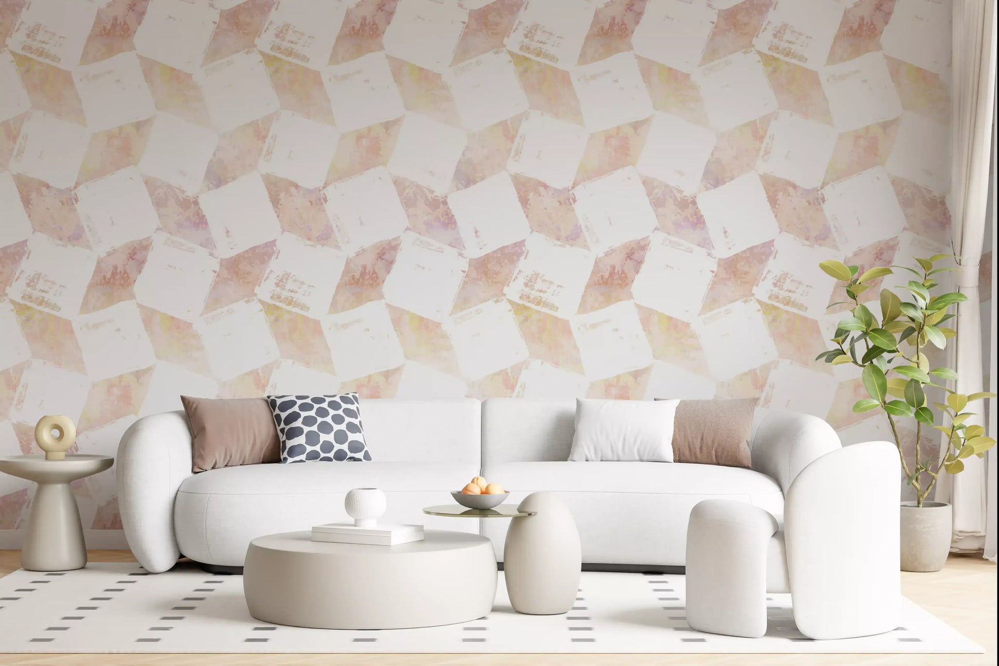Layered Peach Geometric Blocks Wallpaper⁠