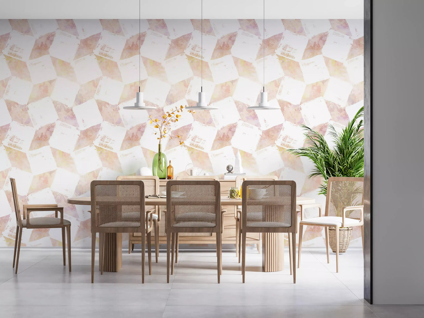 Layered Peach Geometric Blocks Wallpaper⁠