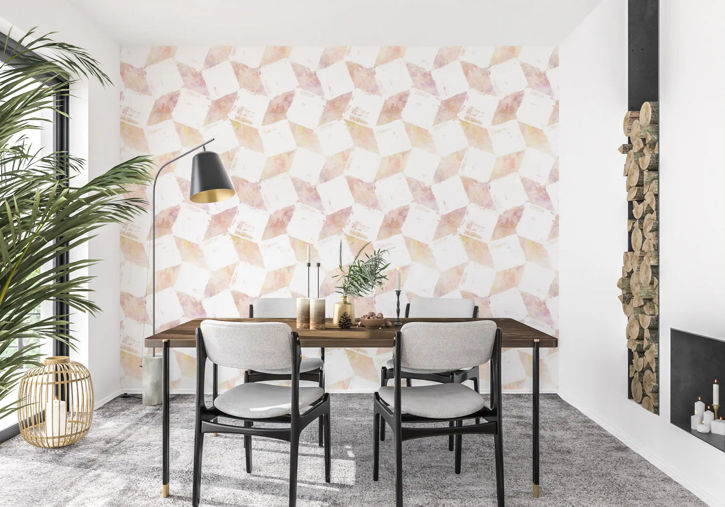 Layered Peach Geometric Blocks Wallpaper⁠