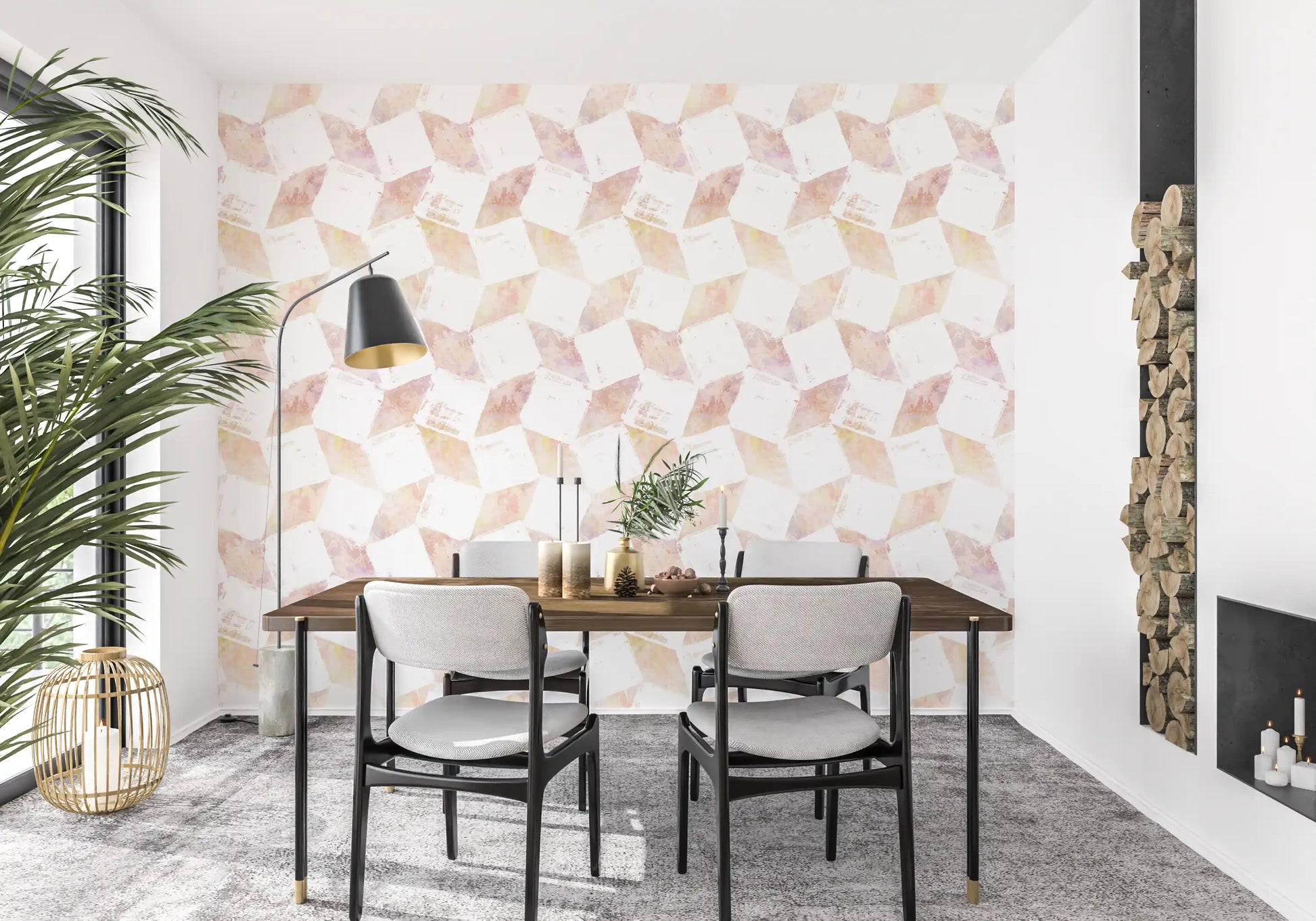 Layered Peach Geometric Blocks Wallpaper⁠
