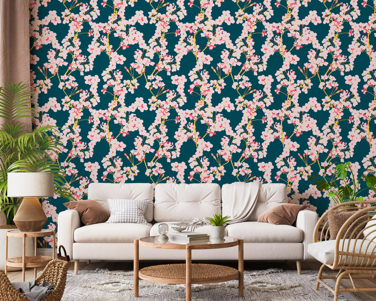 Midnight Cherry Blossom Trails Wallpaper⁠