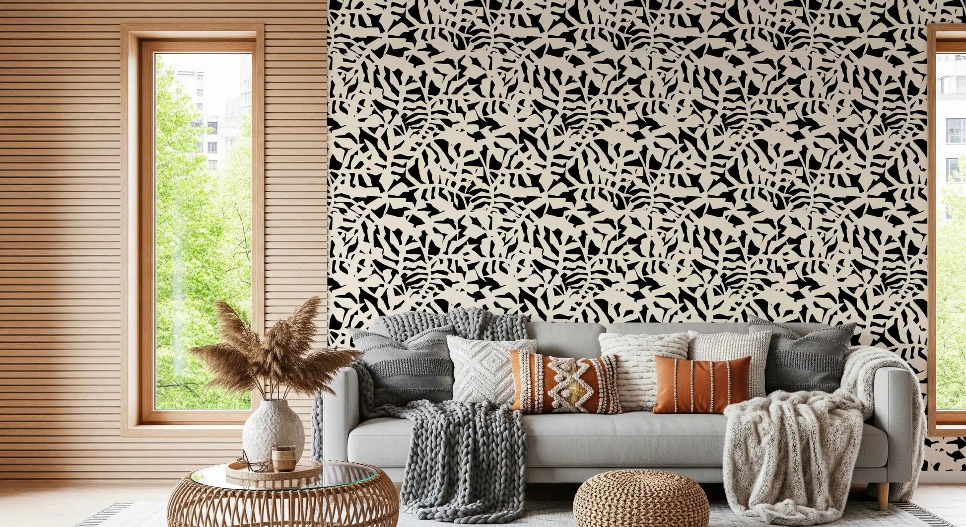 Graphic Botanical Silhouette Wallpaper⁠