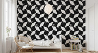 Monochrome Square Brushwork Wallpaper⁠