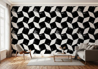 Monochrome Square Brushwork Wallpaper⁠