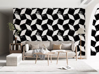 Monochrome Square Brushwork Wallpaper⁠