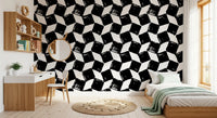 Monochrome Square Brushwork Wallpaper⁠