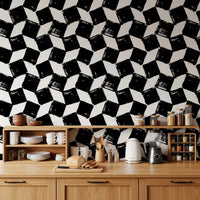 Monochrome Square Brushwork Wallpaper⁠