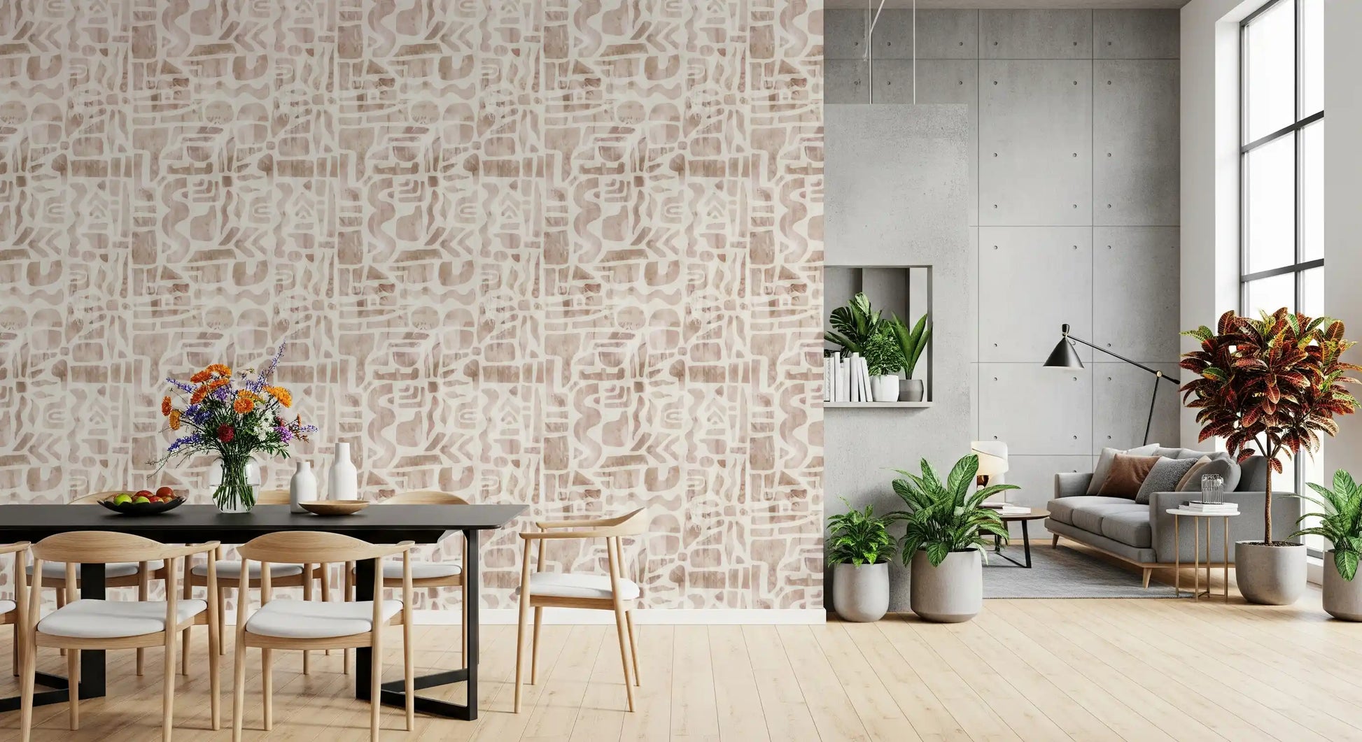 Soft Earthy Abstract Collage Wallpaper⁠