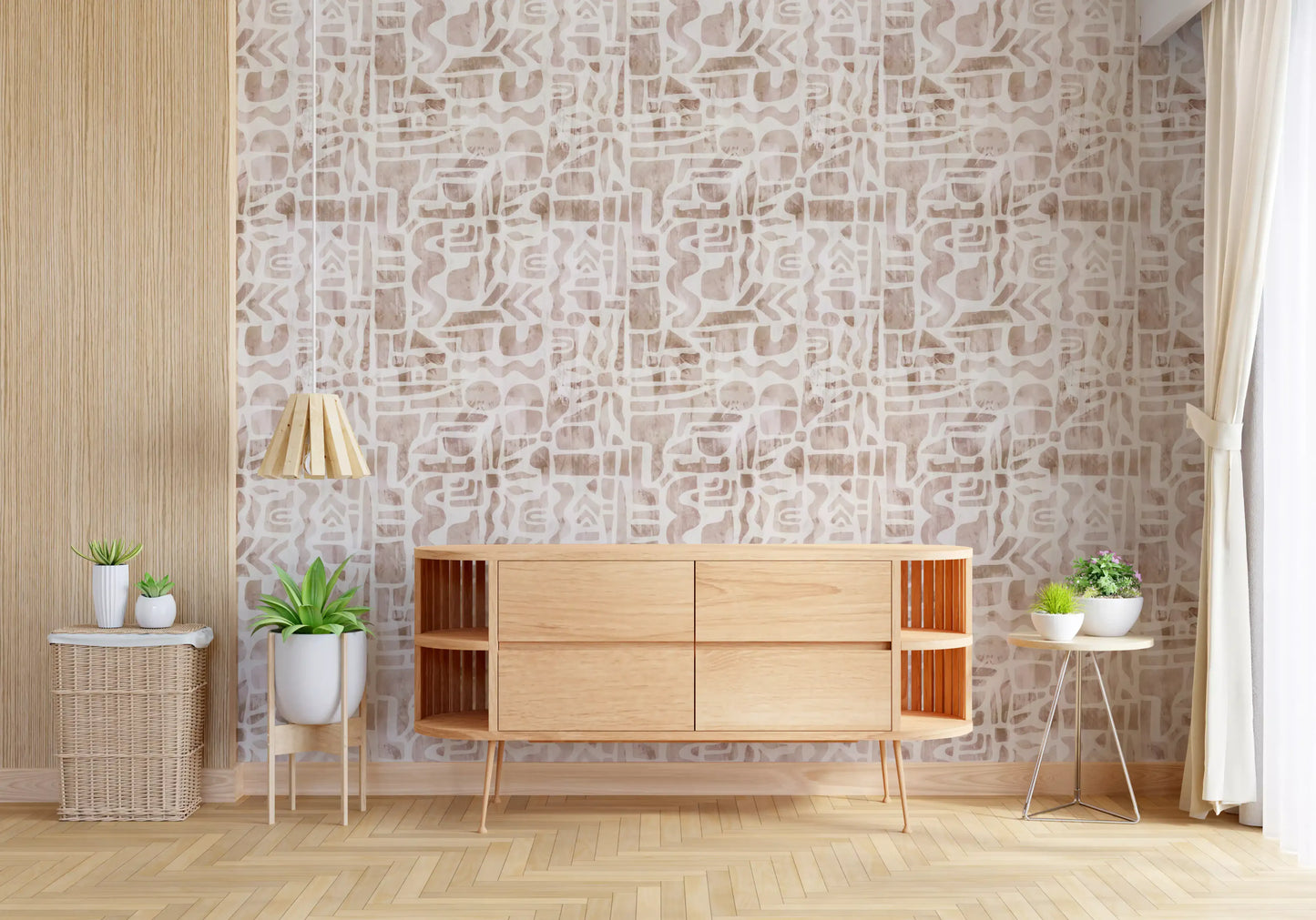 Soft Earthy Abstract Collage Wallpaper⁠