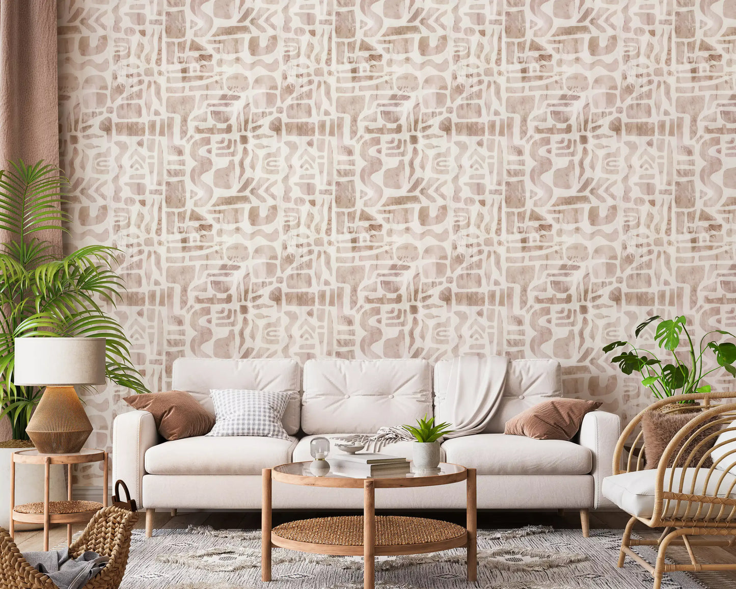 Soft Earthy Abstract Collage Wallpaper⁠