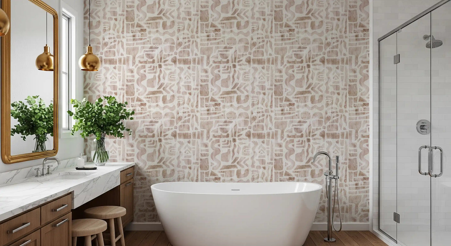 Soft Earthy Abstract Collage Wallpaper⁠