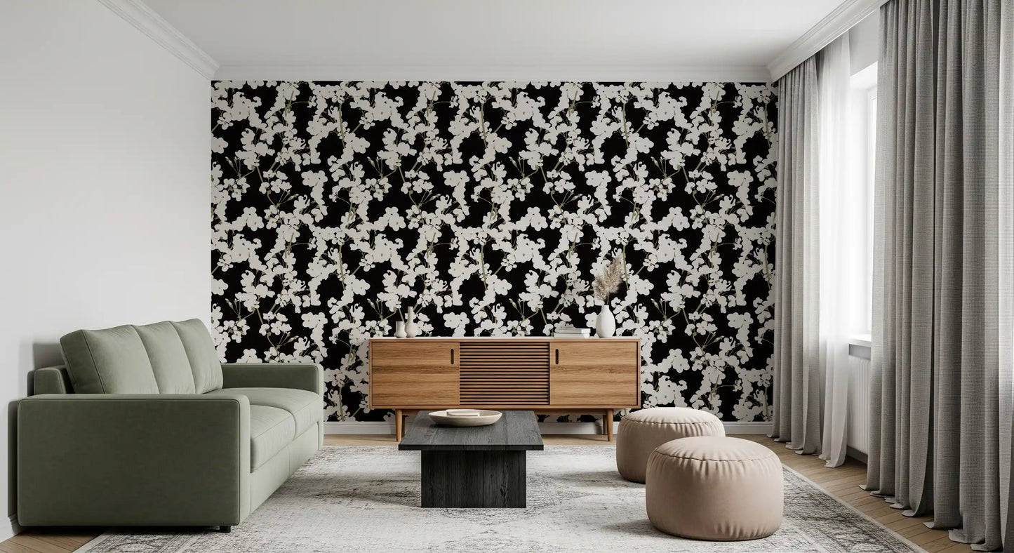 Abstract Cream Branch Pattern Wallpaper⁠