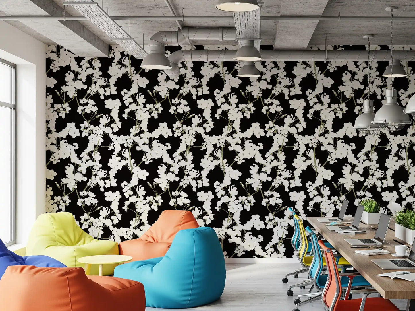 Abstract Cream Branch Pattern Wallpaper⁠