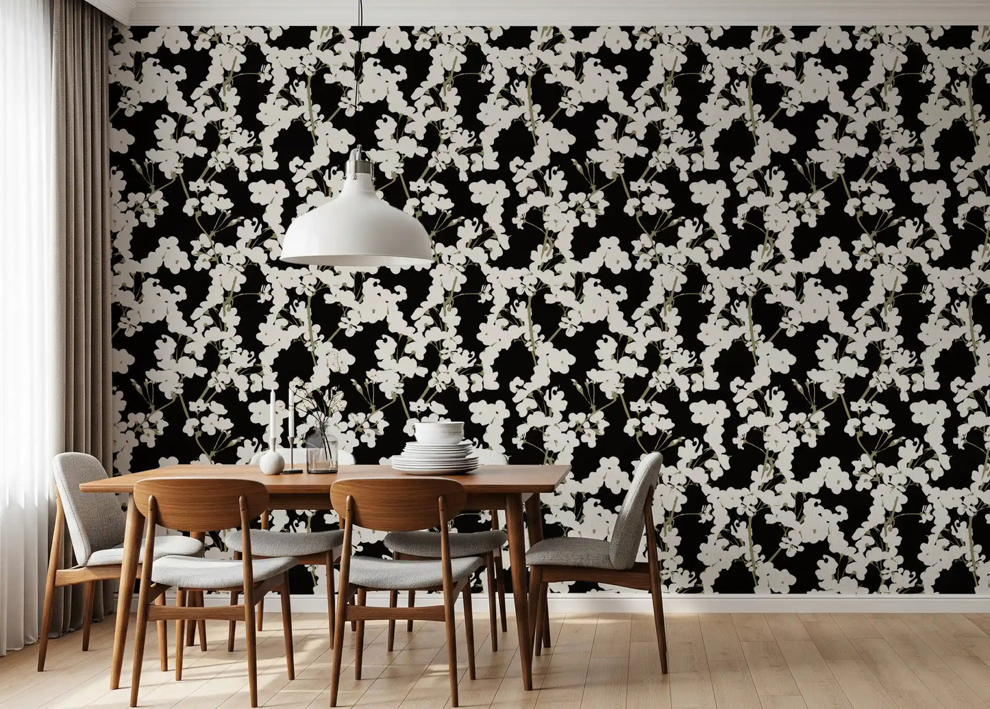 Abstract Cream Branch Pattern Wallpaper⁠