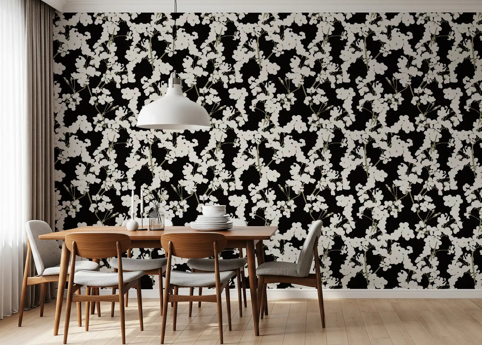 Abstract Cream Branch Pattern Wallpaper⁠