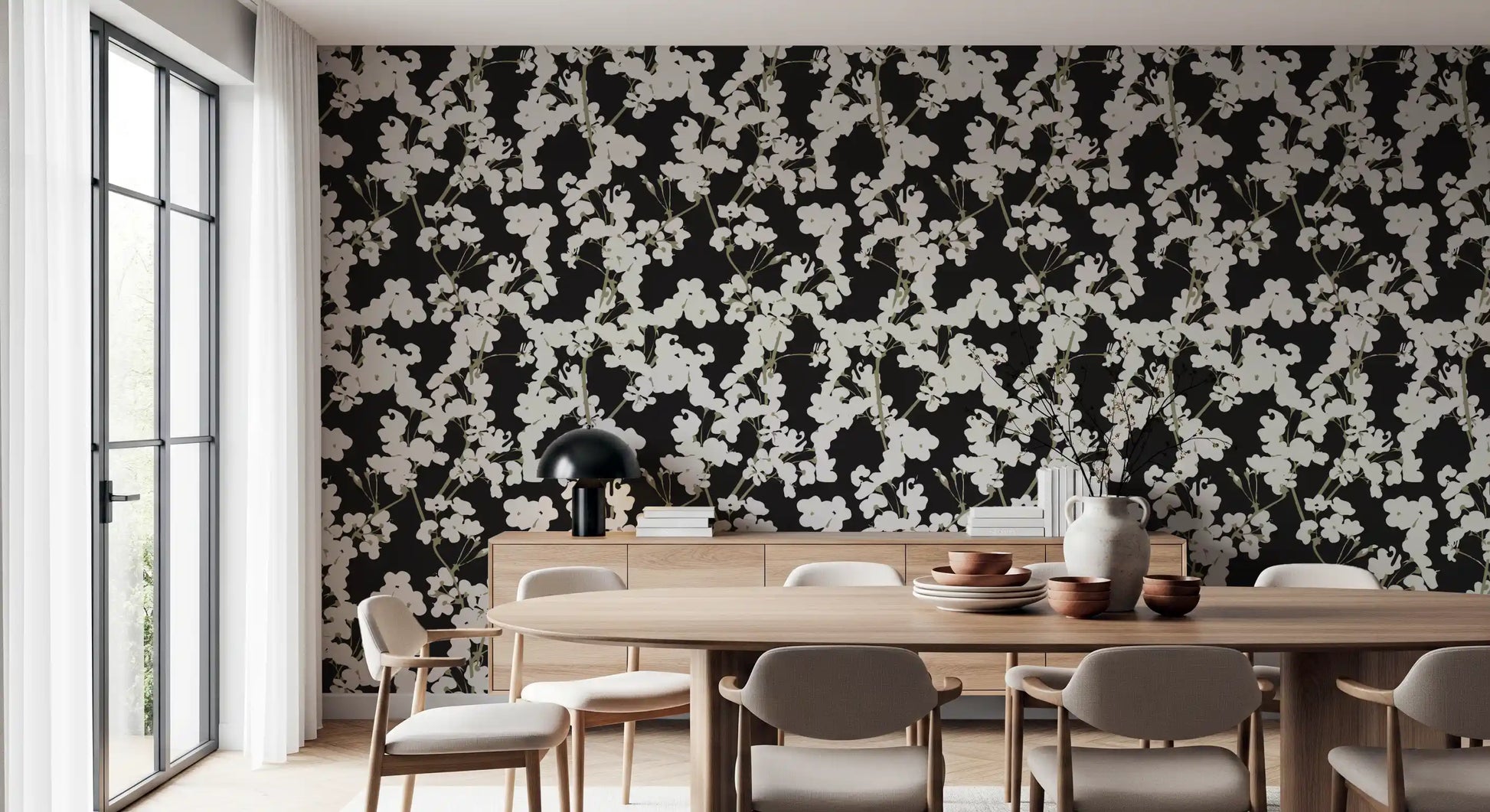 Abstract Cream Branch Pattern Wallpaper⁠