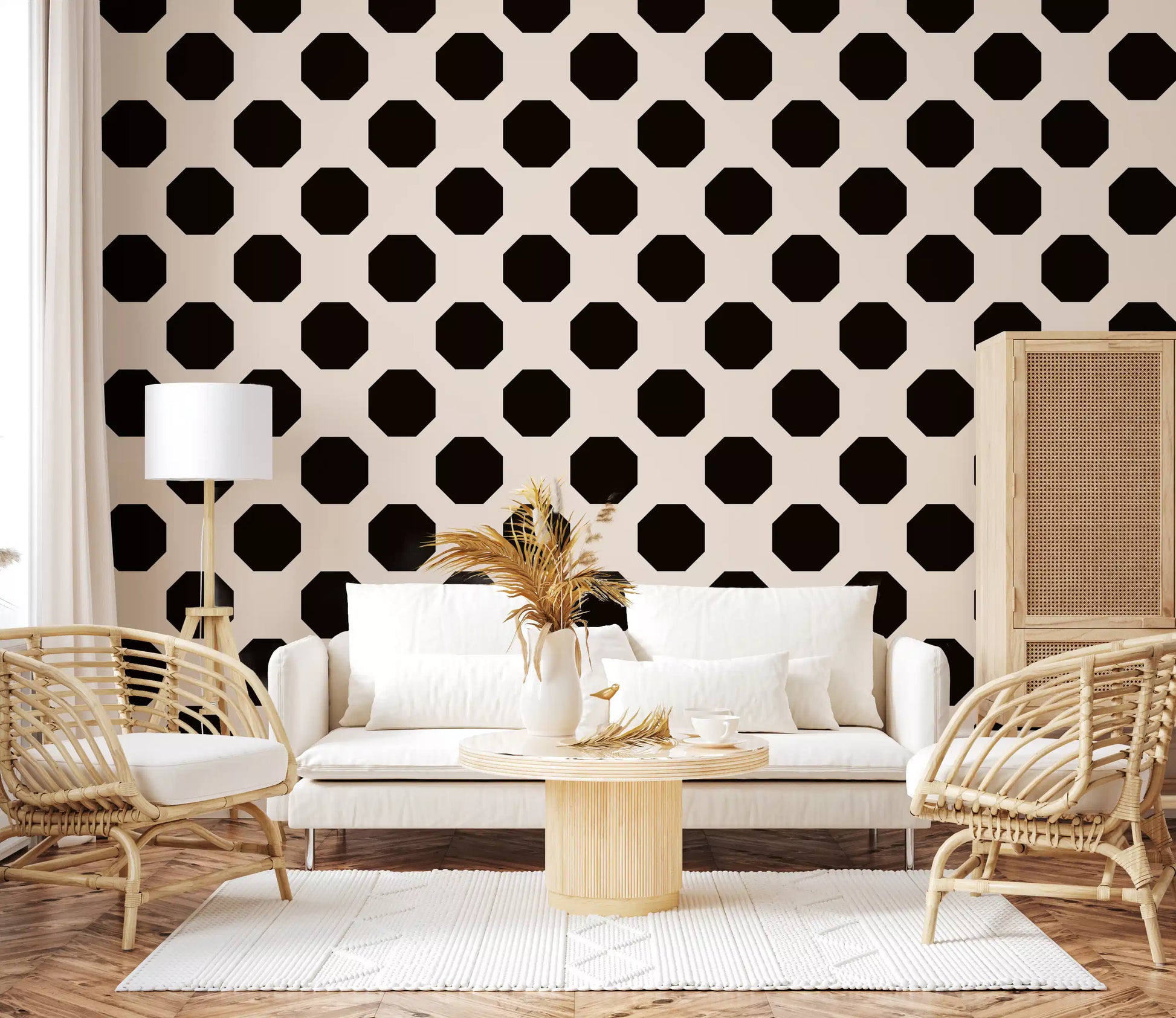Minimalist Black Octagon Grid Wallpaper⁠