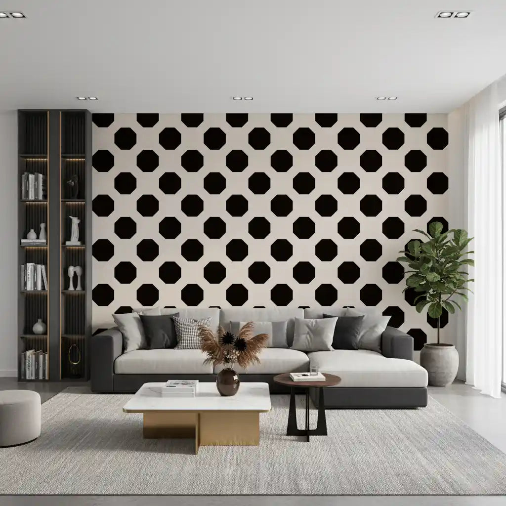 Minimalist Black Octagon Grid Wallpaper⁠
