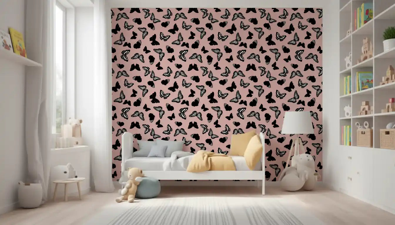 Monochrome Butterfly Flight Wallpaper⁠