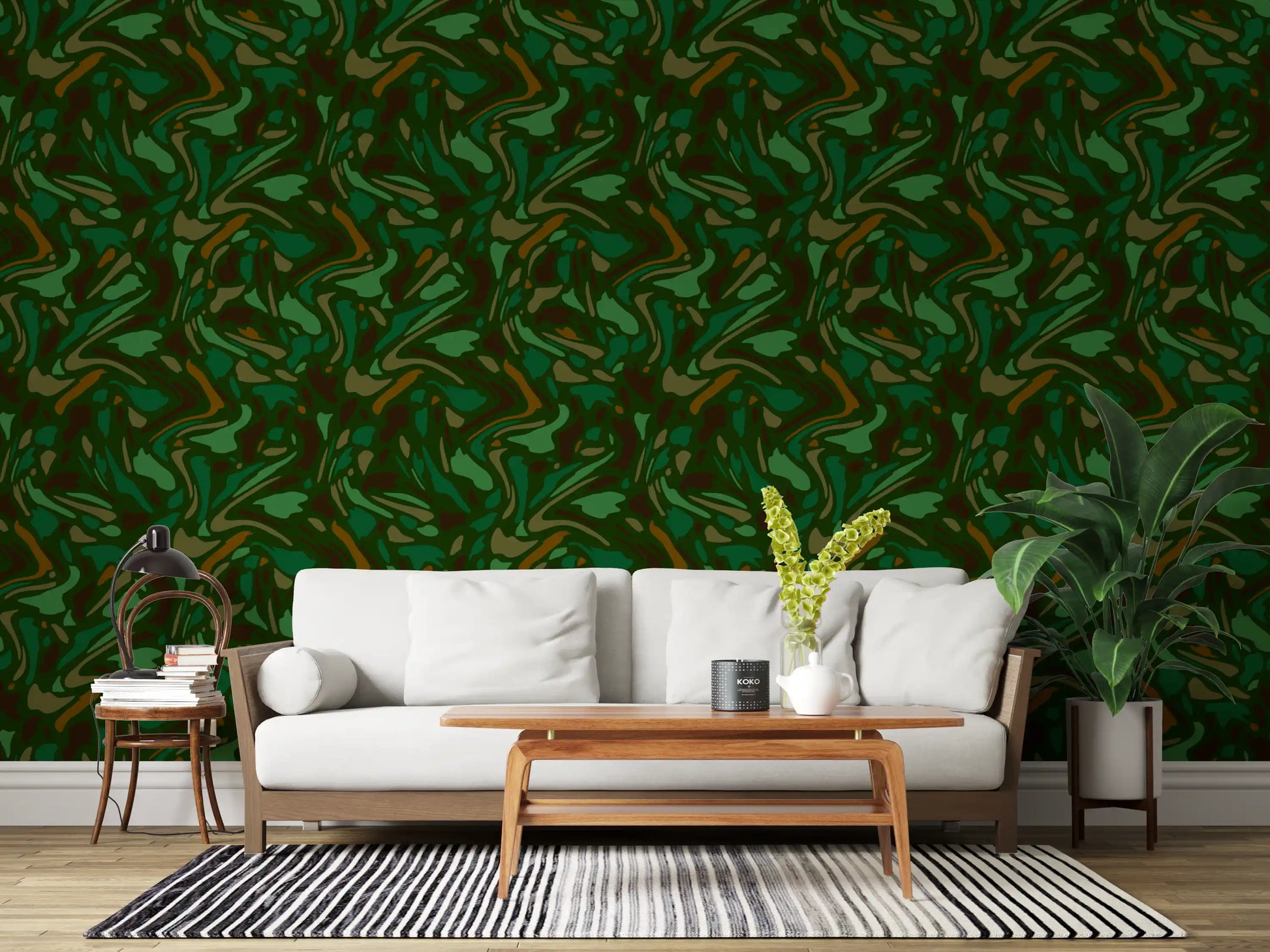 Fluid Camo Texture in Earth Tones Wallpaper⁠