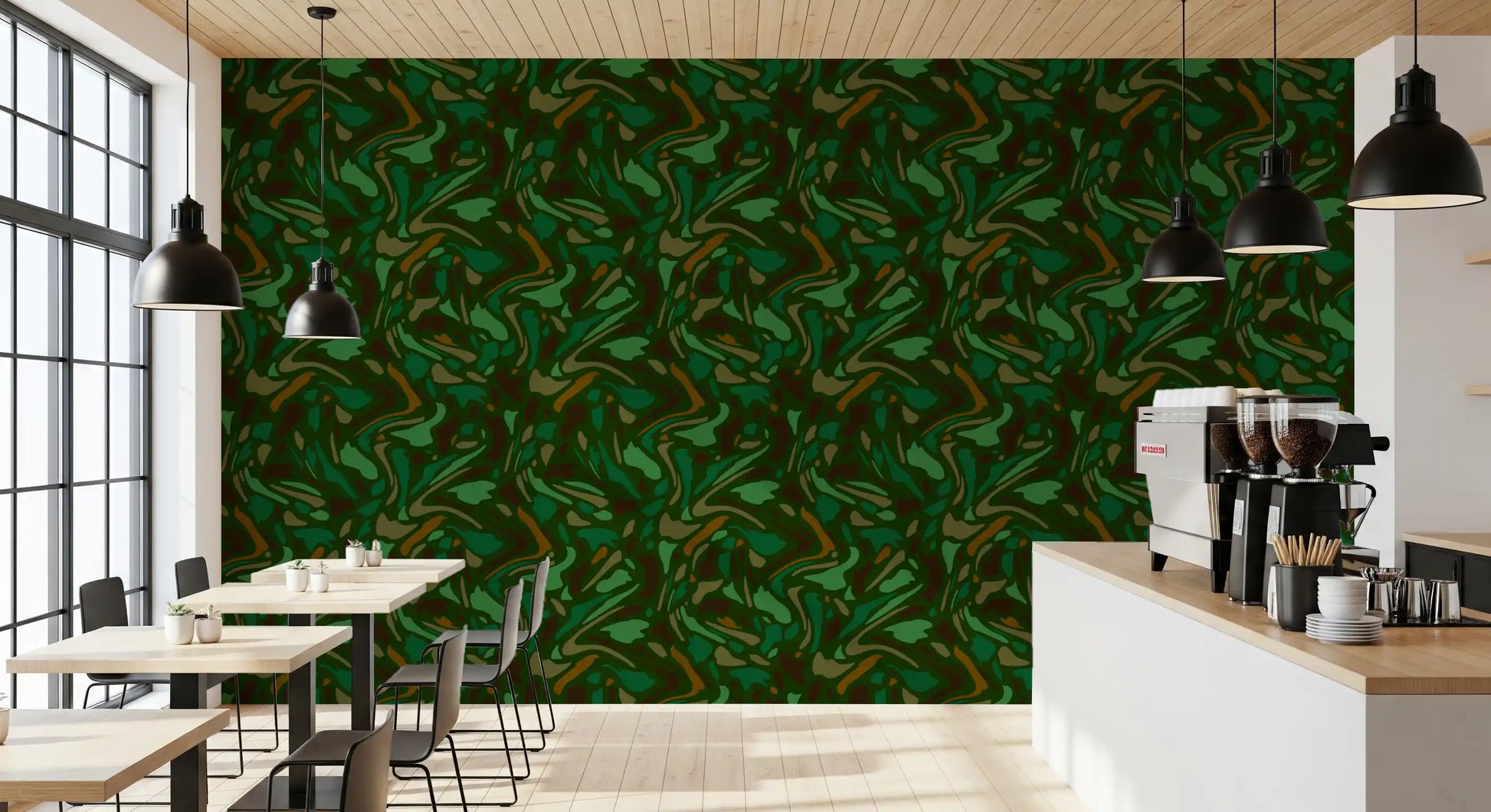 Fluid Camo Texture in Earth Tones Wallpaper⁠