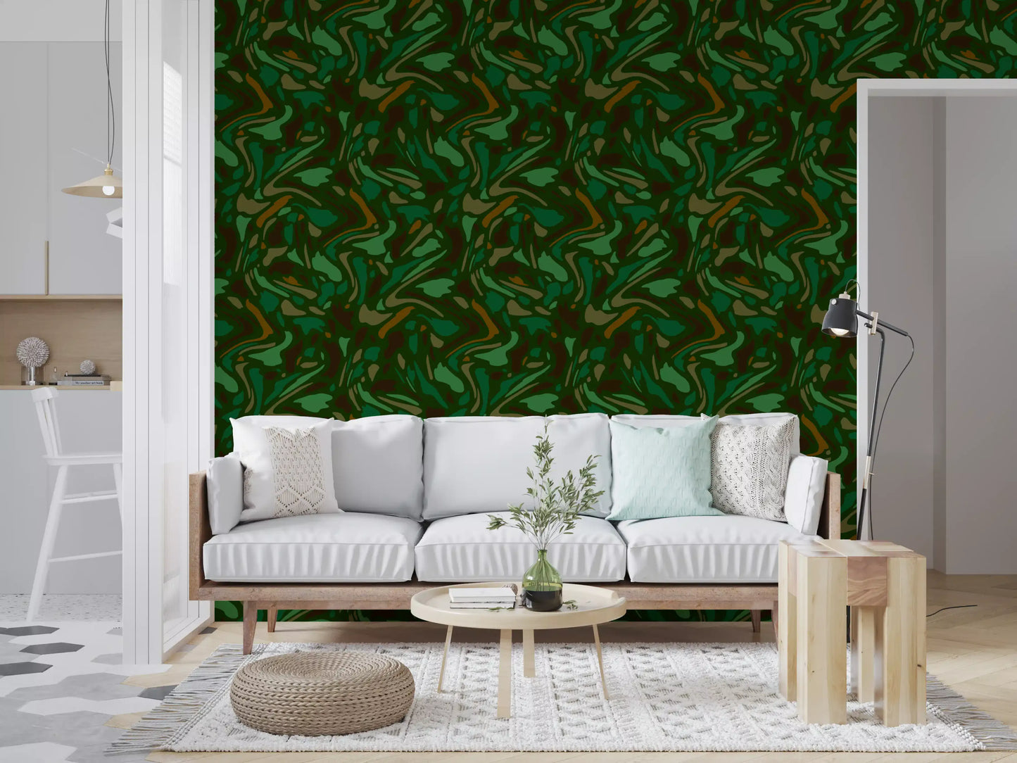 Fluid Camo Texture in Earth Tones Wallpaper⁠