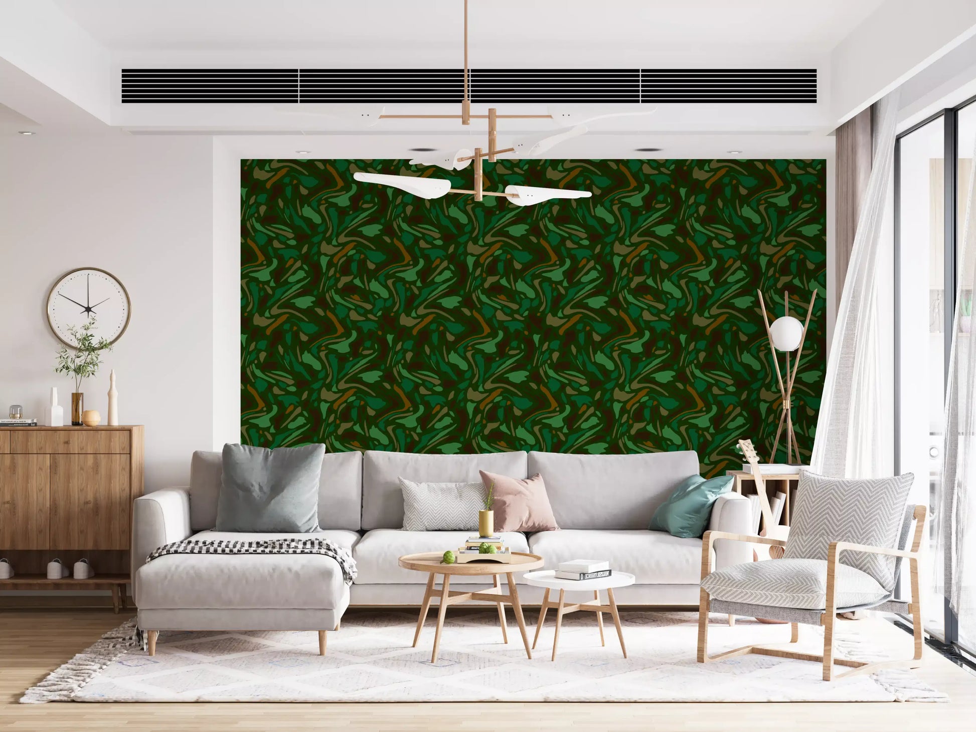 Fluid Camo Texture in Earth Tones Wallpaper⁠