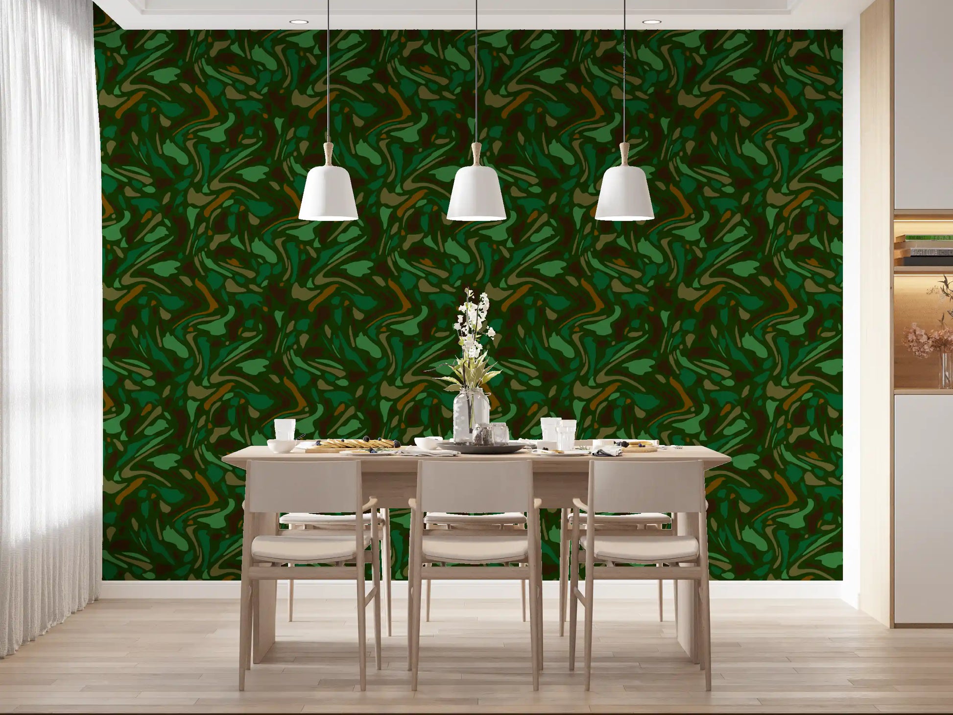 Fluid Camo Texture in Earth Tones Wallpaper⁠