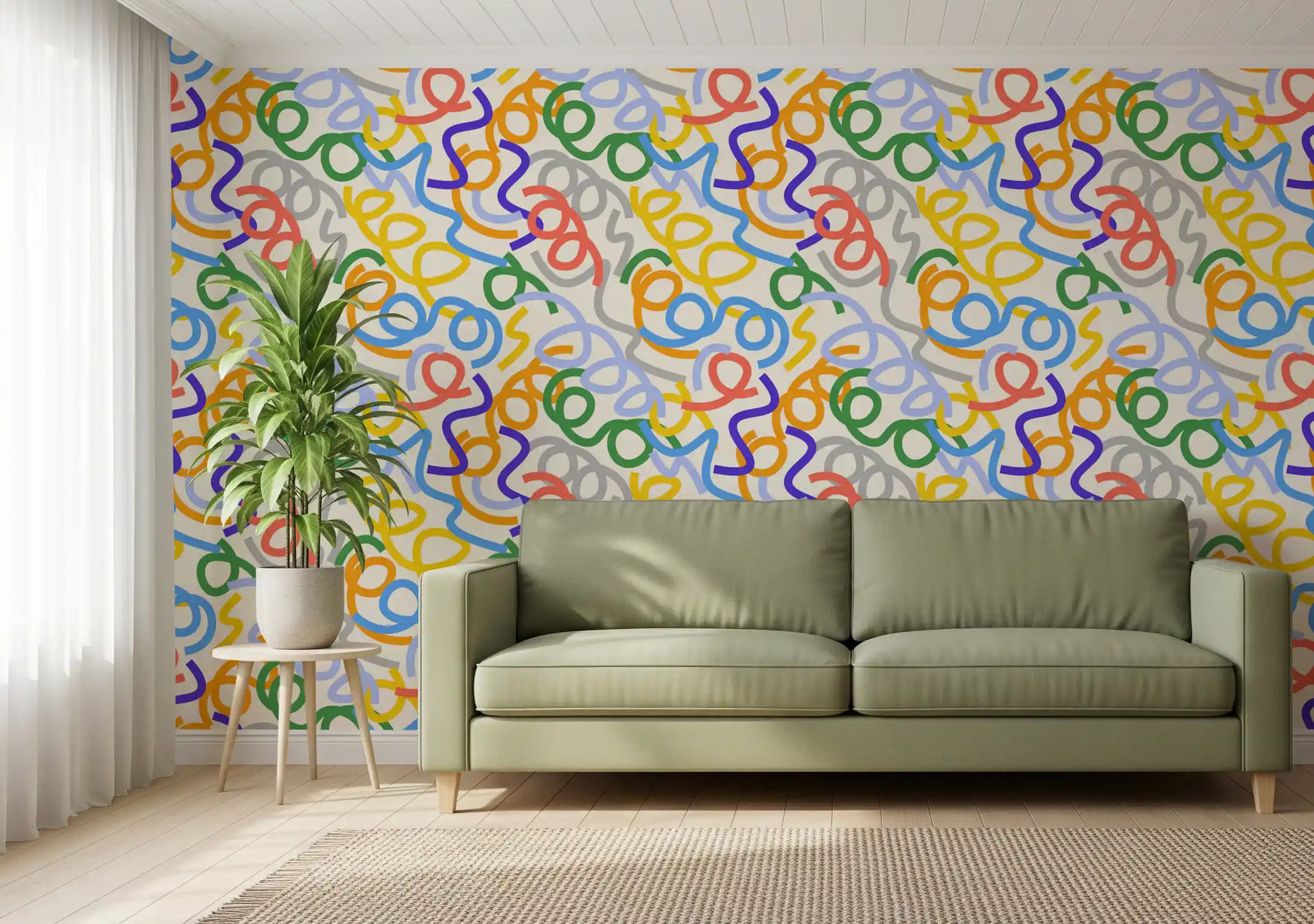Playful Rainbow Swirls Wallpaper⁠
