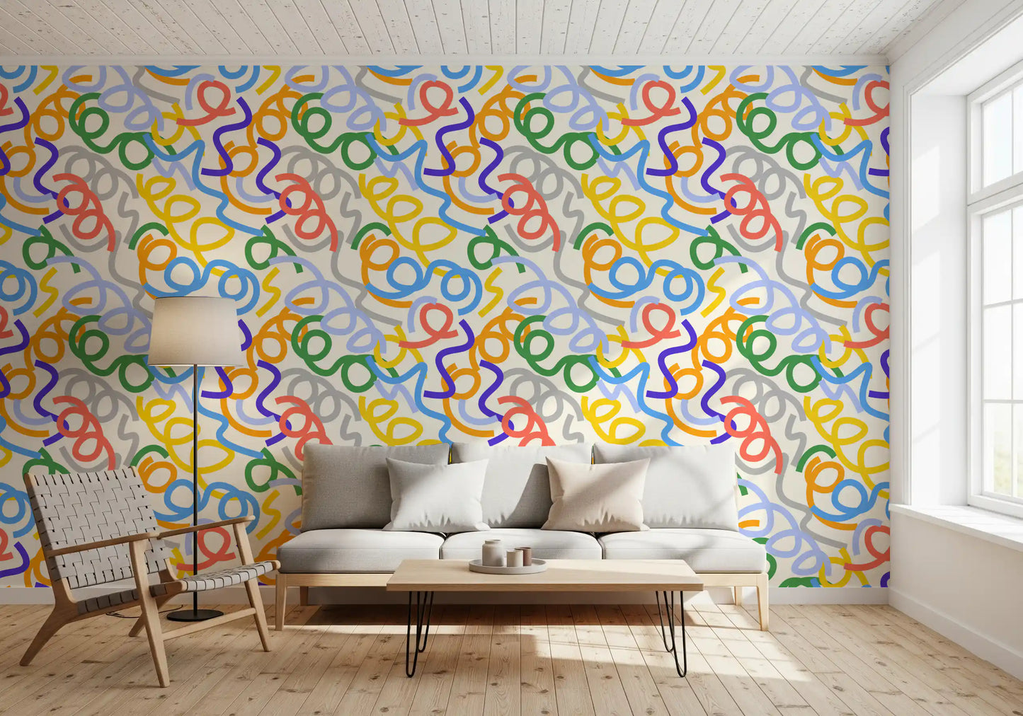 Playful Rainbow Swirls Wallpaper⁠