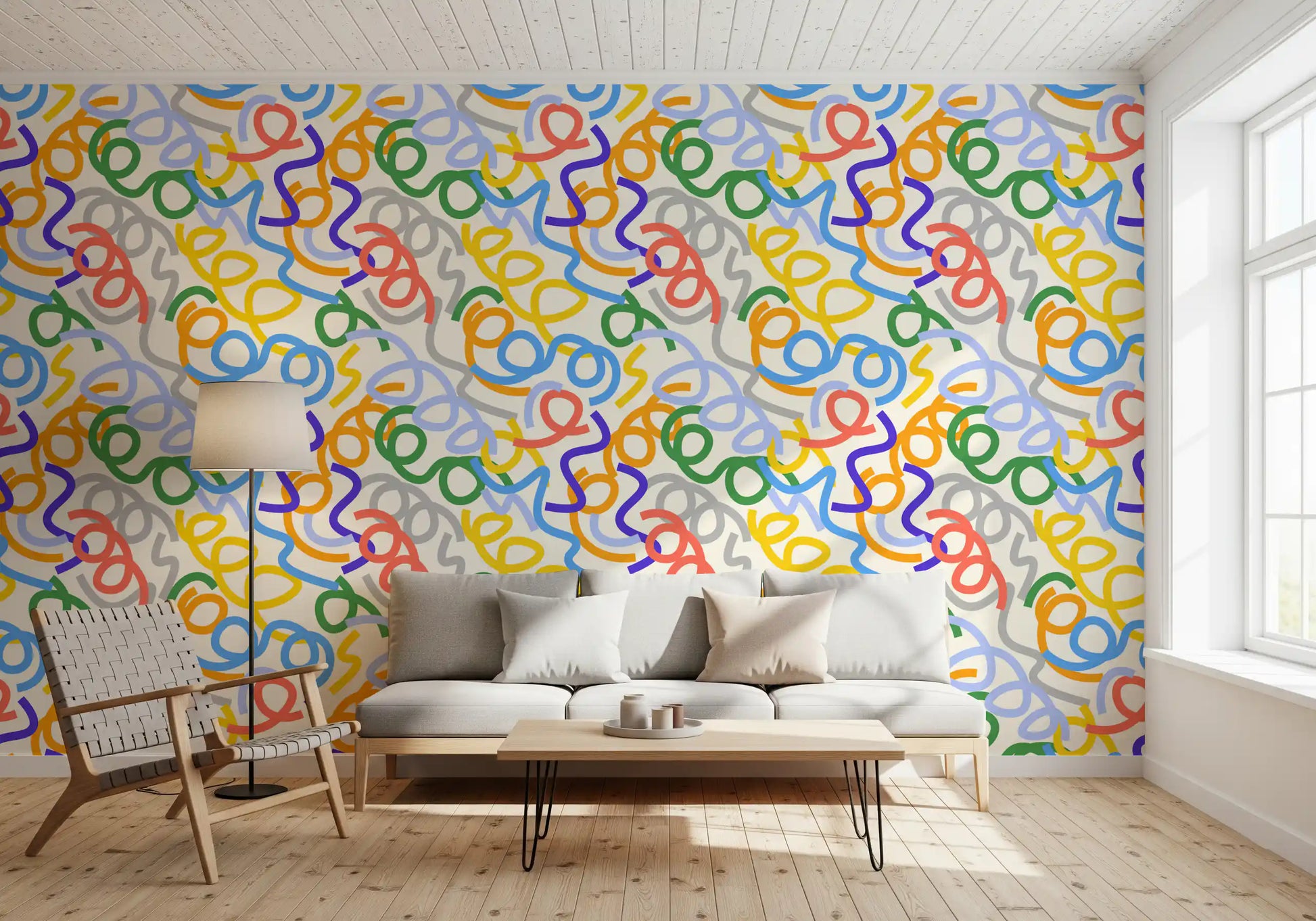 Playful Rainbow Swirls Wallpaper⁠