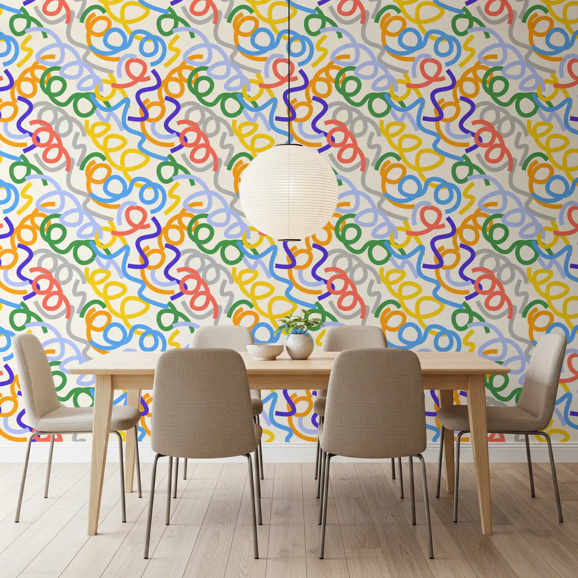 Playful Rainbow Swirls Wallpaper⁠