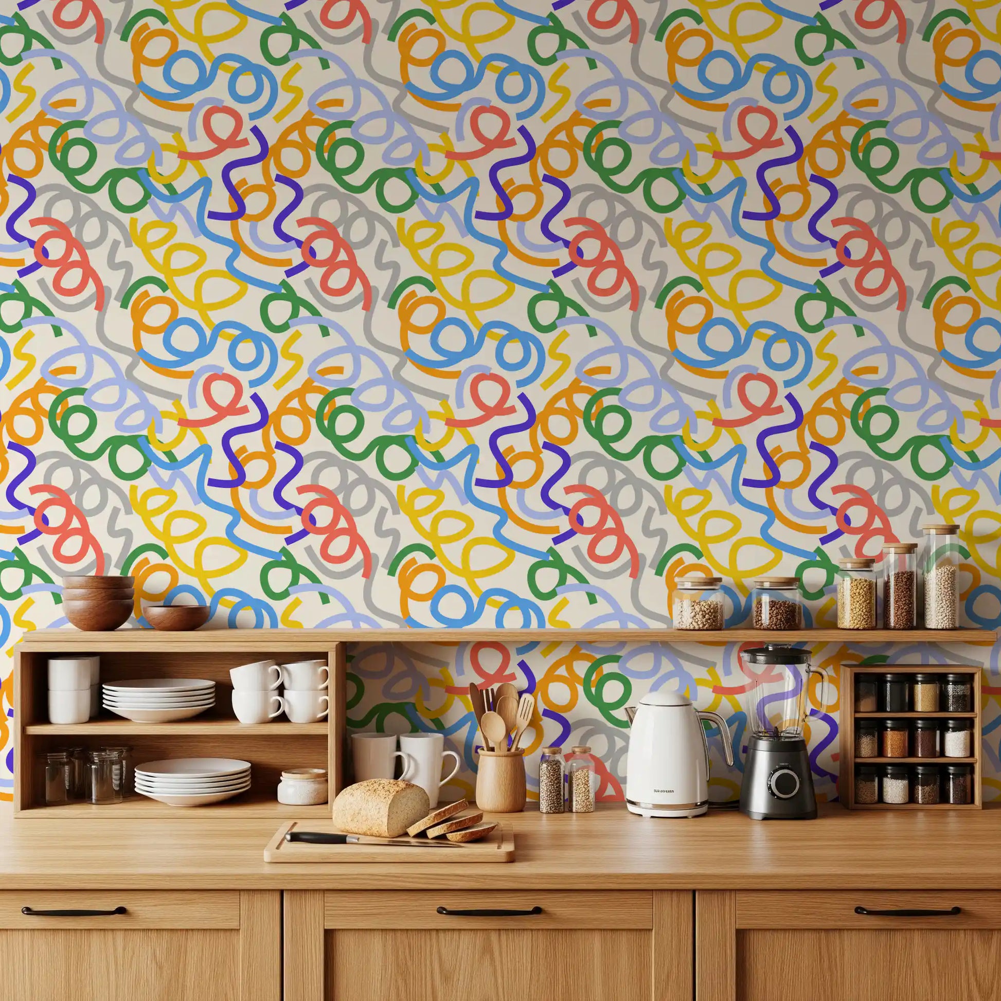 Playful Rainbow Swirls Wallpaper⁠