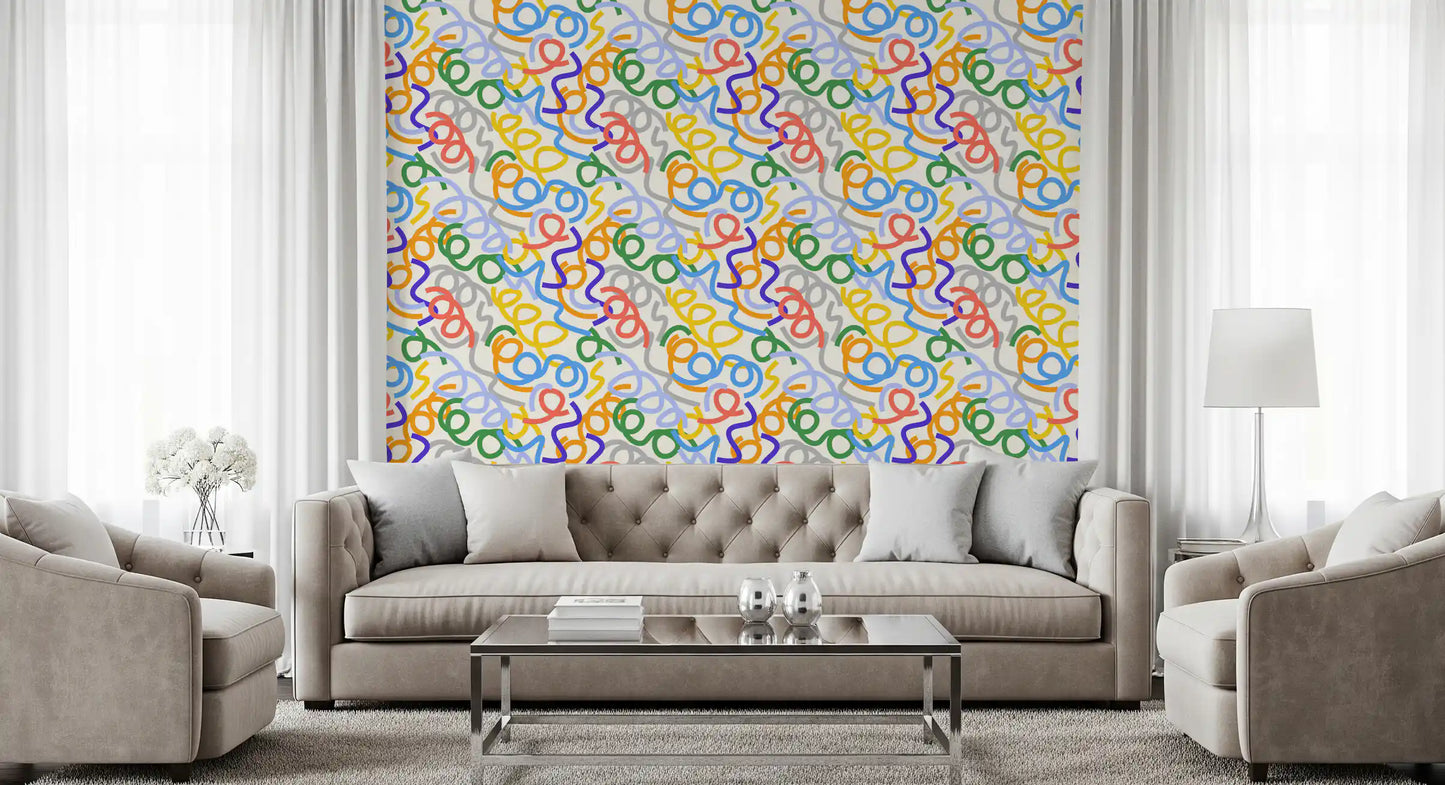 Playful Rainbow Swirls Wallpaper⁠